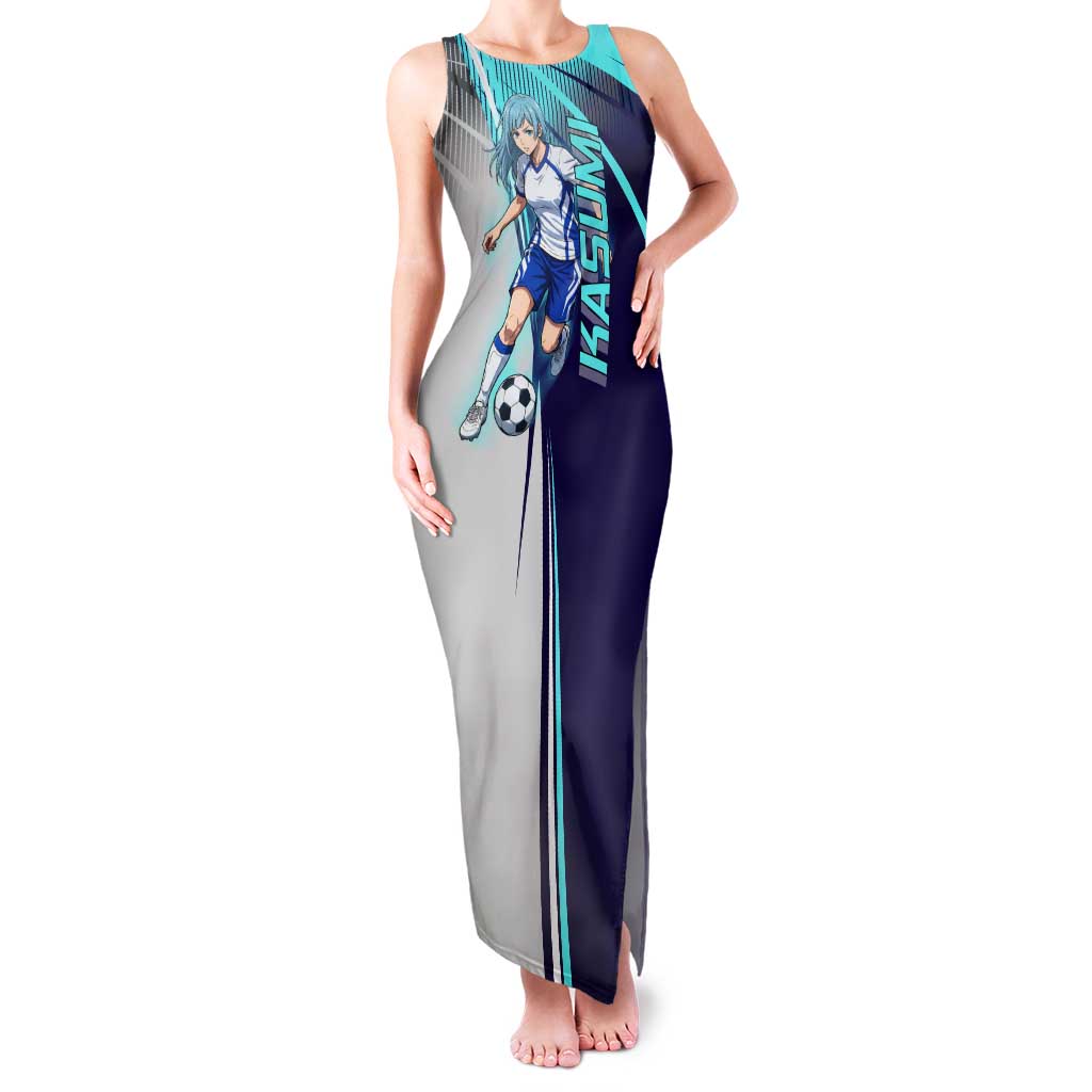 Personalized Miwa Kasumi Jujutsu Kaisen Tank Maxi Dress with Light Blue Accents and Action Pose