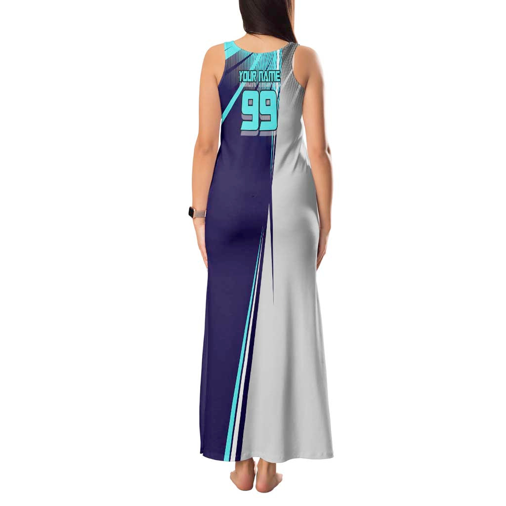 Personalized Miwa Kasumi Jujutsu Kaisen Tank Maxi Dress with Light Blue Accents and Action Pose