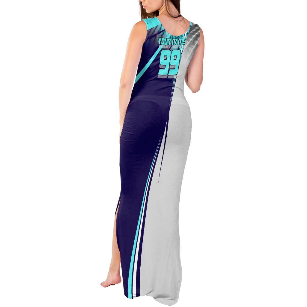 Personalized Miwa Kasumi Jujutsu Kaisen Tank Maxi Dress with Light Blue Accents and Action Pose