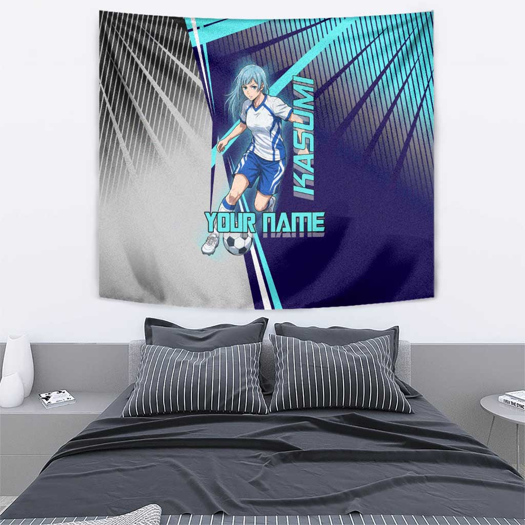 Personalized Miwa Kasumi Jujutsu Kaisen Tapestry with Light Blue Accents and Action Pose