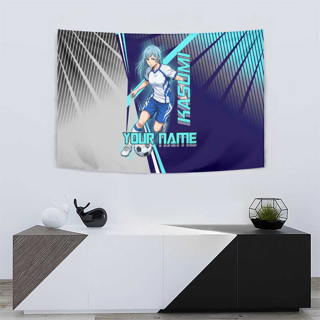 Personalized Miwa Kasumi Jujutsu Kaisen Tapestry with Light Blue Accents and Action Pose