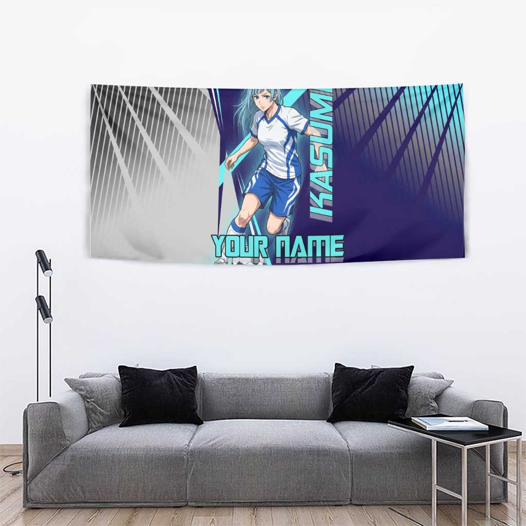 Personalized Miwa Kasumi Jujutsu Kaisen Tapestry with Light Blue Accents and Action Pose