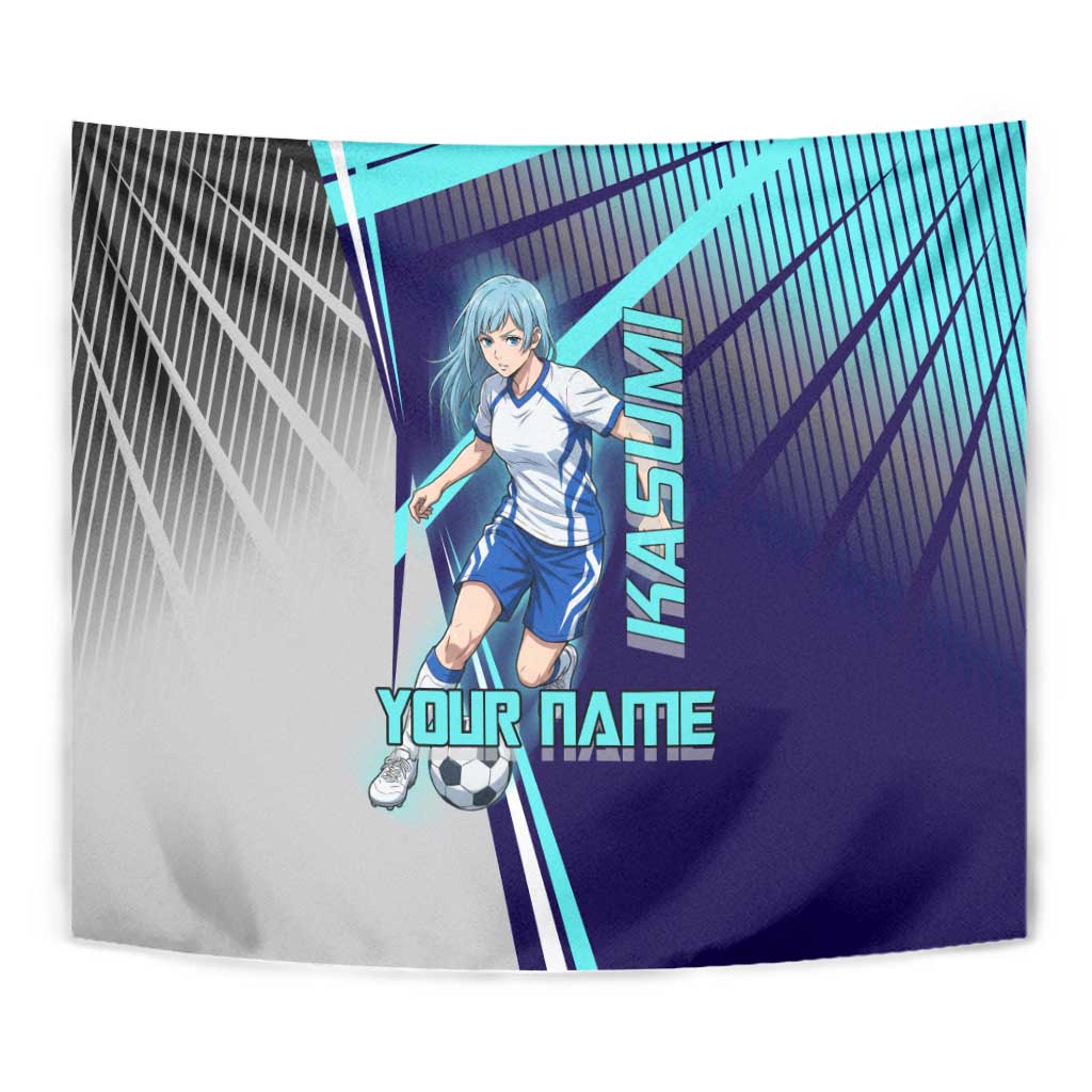 Personalized Miwa Kasumi Jujutsu Kaisen Tapestry with Light Blue Accents and Action Pose