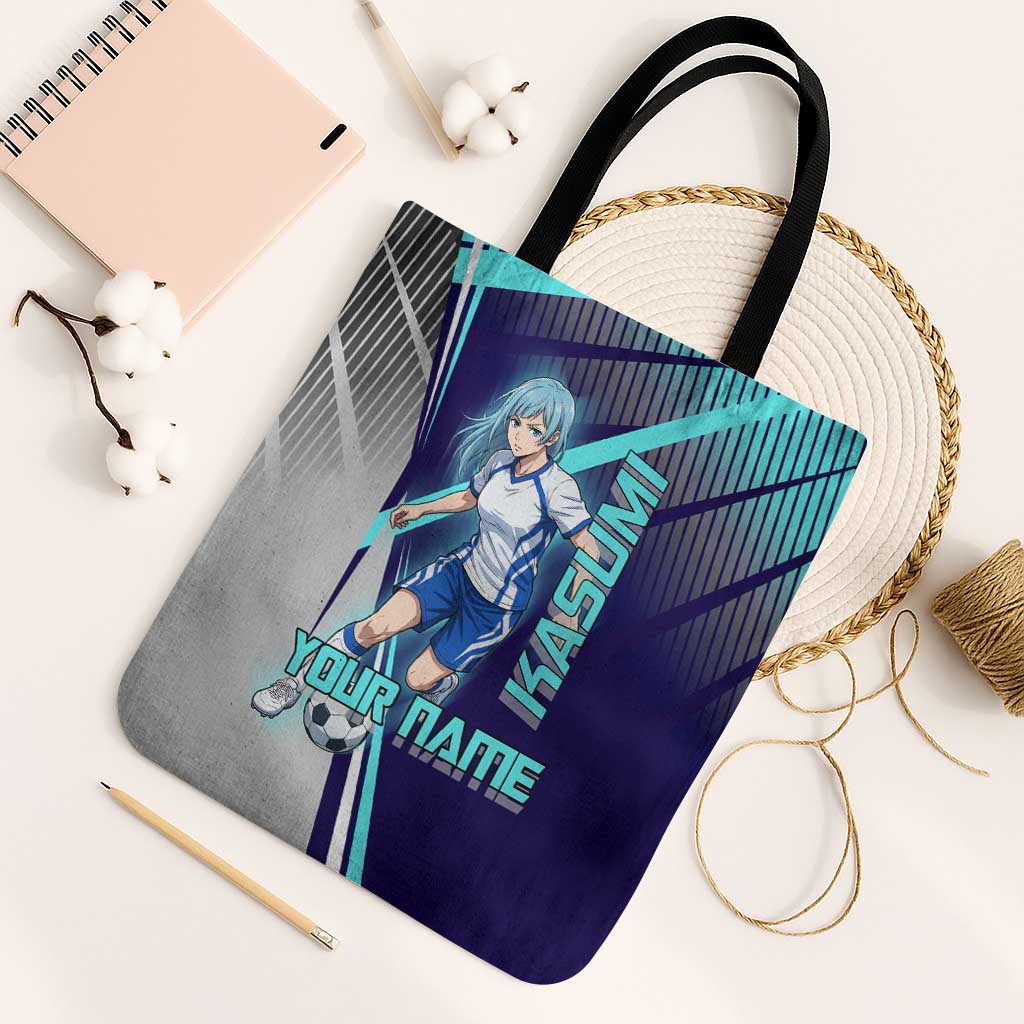 Personalized Miwa Kasumi Jujutsu Kaisen Tote Bag with Light Blue Accents and Action Pose
