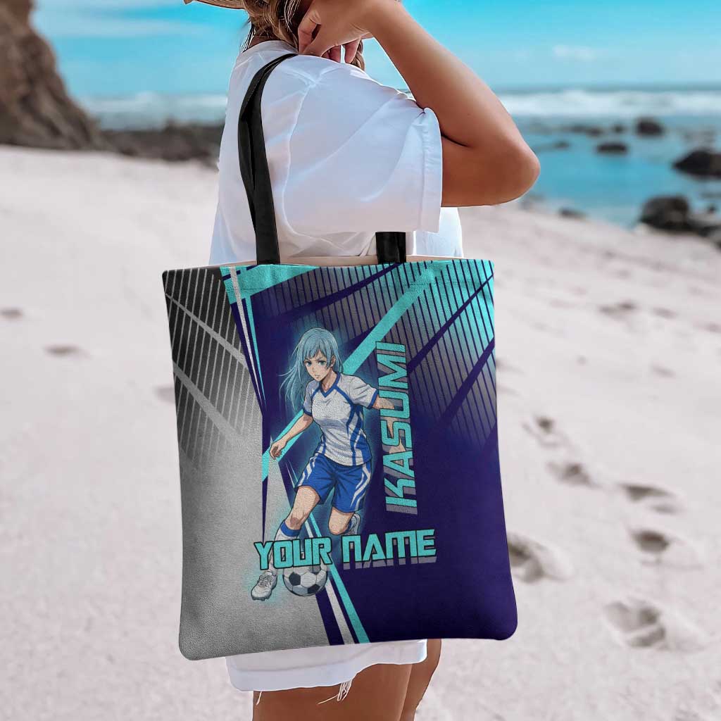 Personalized Miwa Kasumi Jujutsu Kaisen Tote Bag with Light Blue Accents and Action Pose