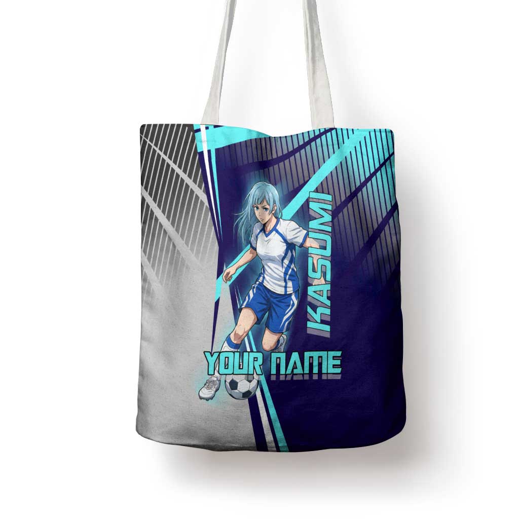 Personalized Miwa Kasumi Jujutsu Kaisen Tote Bag with Light Blue Accents and Action Pose