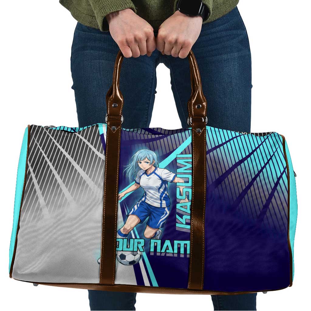 Personalized Miwa Kasumi Jujutsu Kaisen Travel Bag with Light Blue Accents and Action Pose