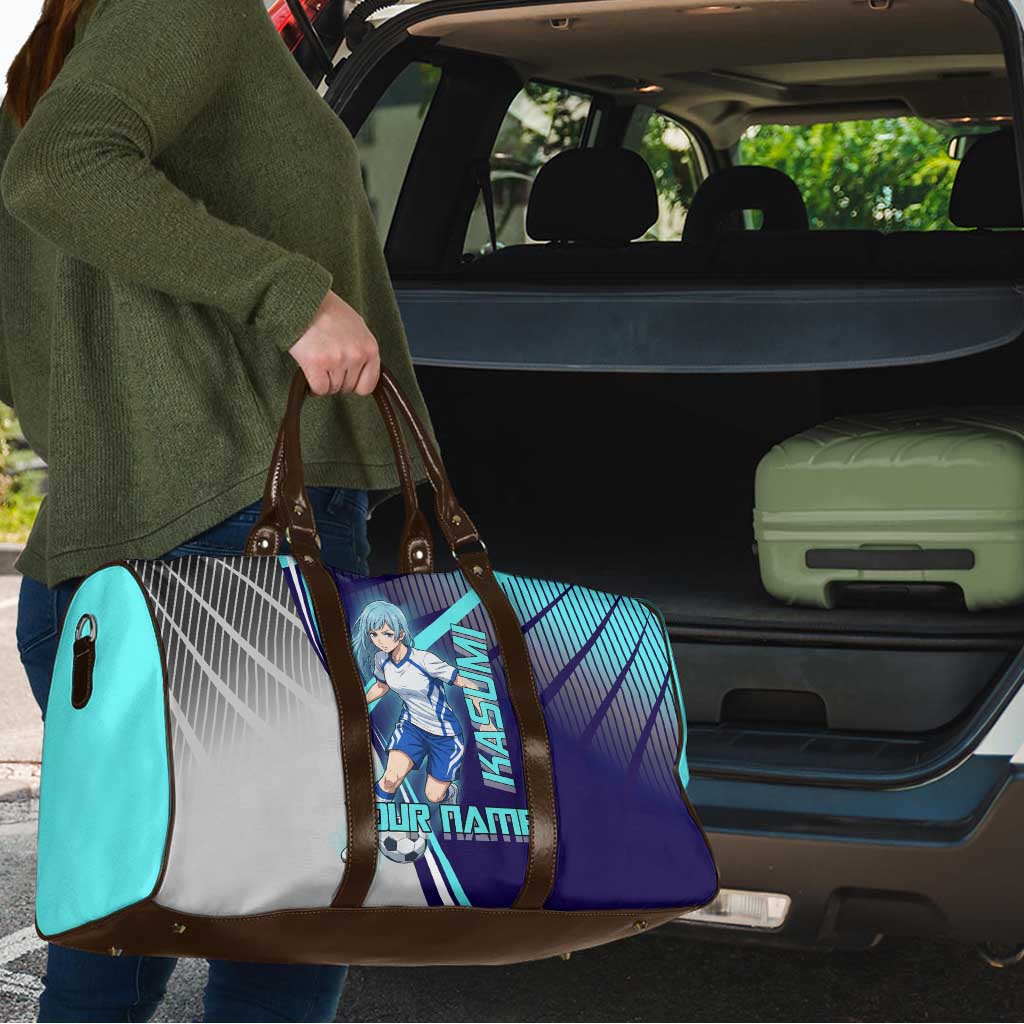 Personalized Miwa Kasumi Jujutsu Kaisen Travel Bag with Light Blue Accents and Action Pose