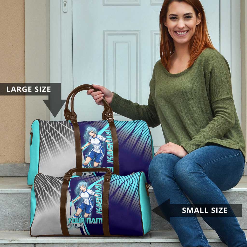 Personalized Miwa Kasumi Jujutsu Kaisen Travel Bag with Light Blue Accents and Action Pose