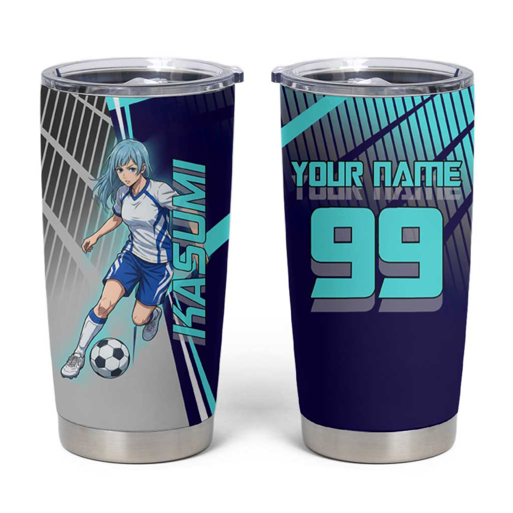 Personalized Miwa Kasumi Jujutsu Kaisen Tumbler Cup with Light Blue Accents and Action Pose