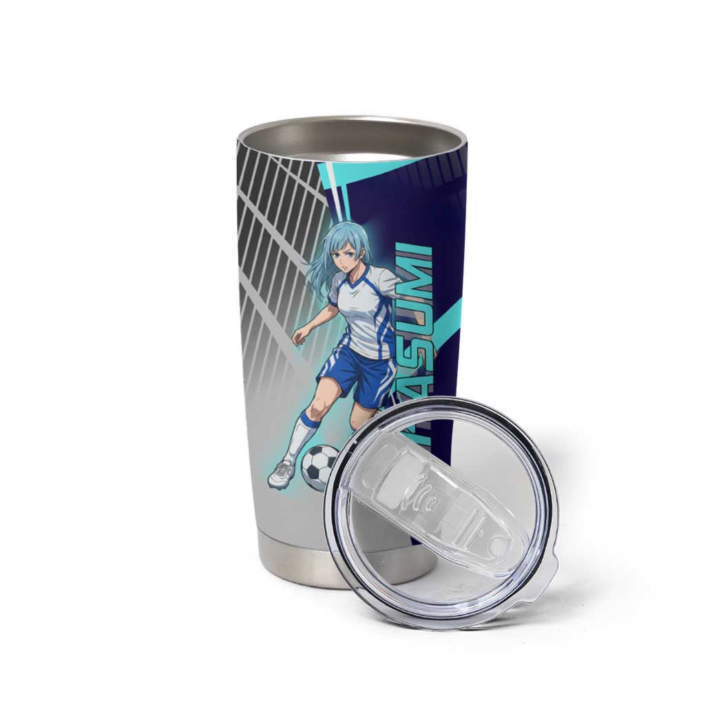 Personalized Miwa Kasumi Jujutsu Kaisen Tumbler Cup with Light Blue Accents and Action Pose