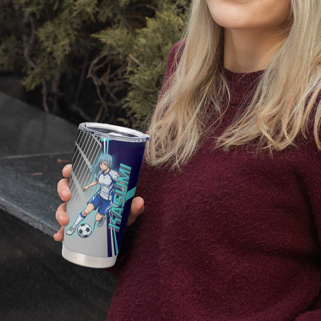 Personalized Miwa Kasumi Jujutsu Kaisen Tumbler Cup with Light Blue Accents and Action Pose
