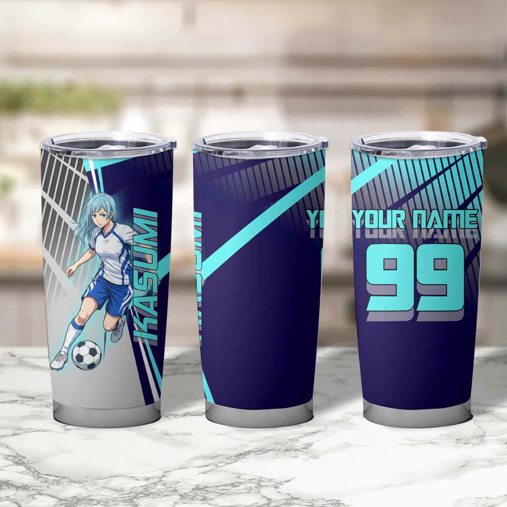Personalized Miwa Kasumi Jujutsu Kaisen Tumbler Cup with Light Blue Accents and Action Pose