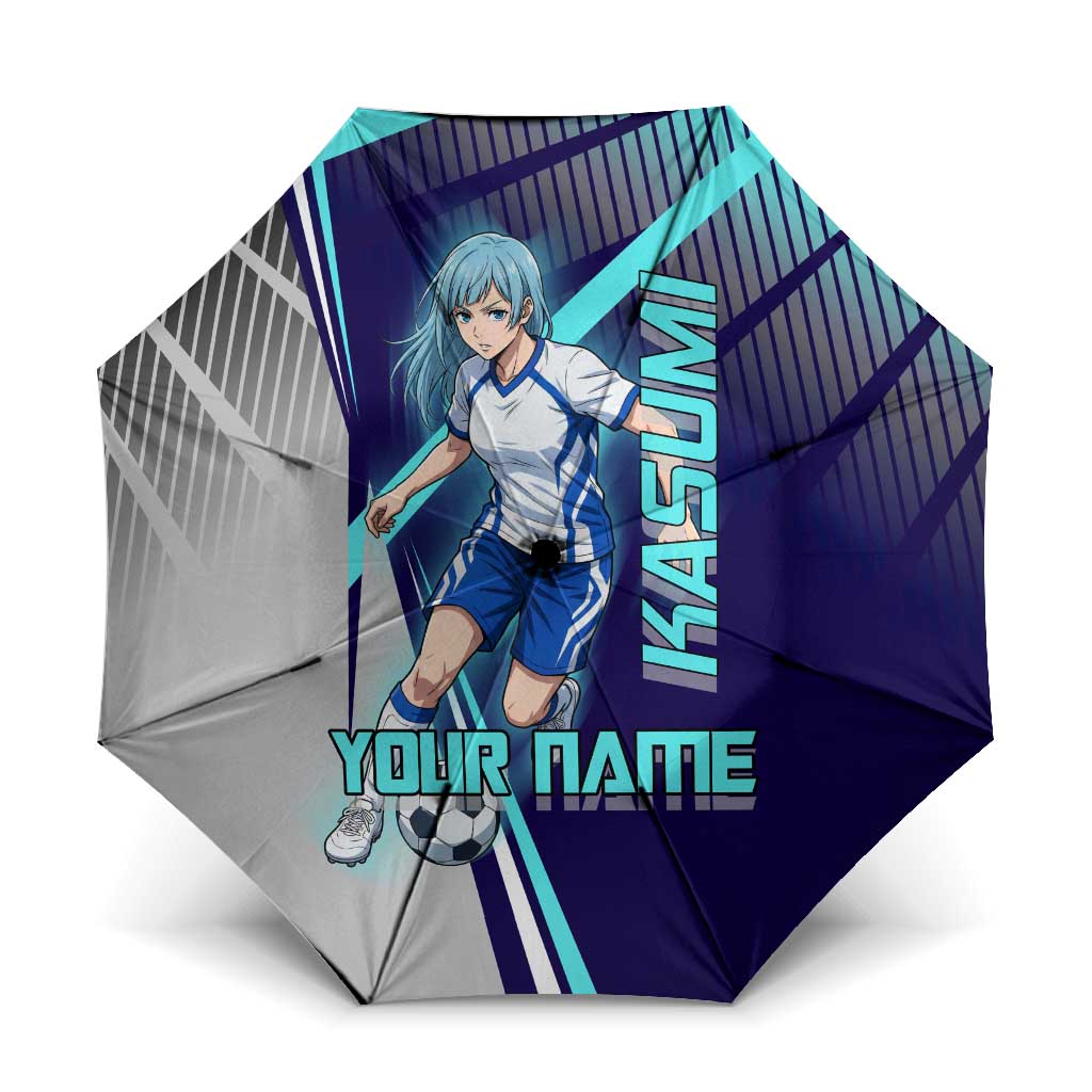 Personalized Miwa Kasumi Jujutsu Kaisen Umbrella with Light Blue Accents and Action Pose