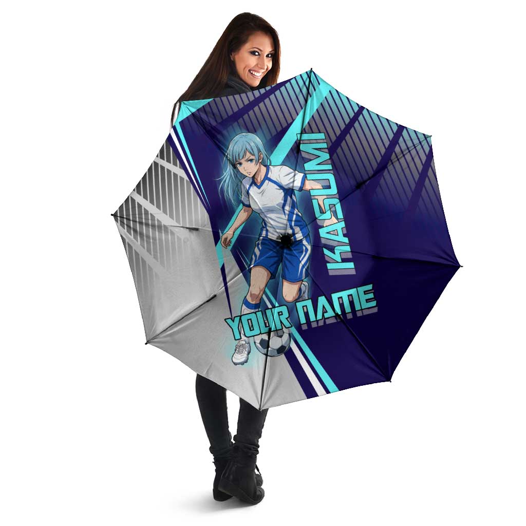Personalized Miwa Kasumi Jujutsu Kaisen Umbrella with Light Blue Accents and Action Pose