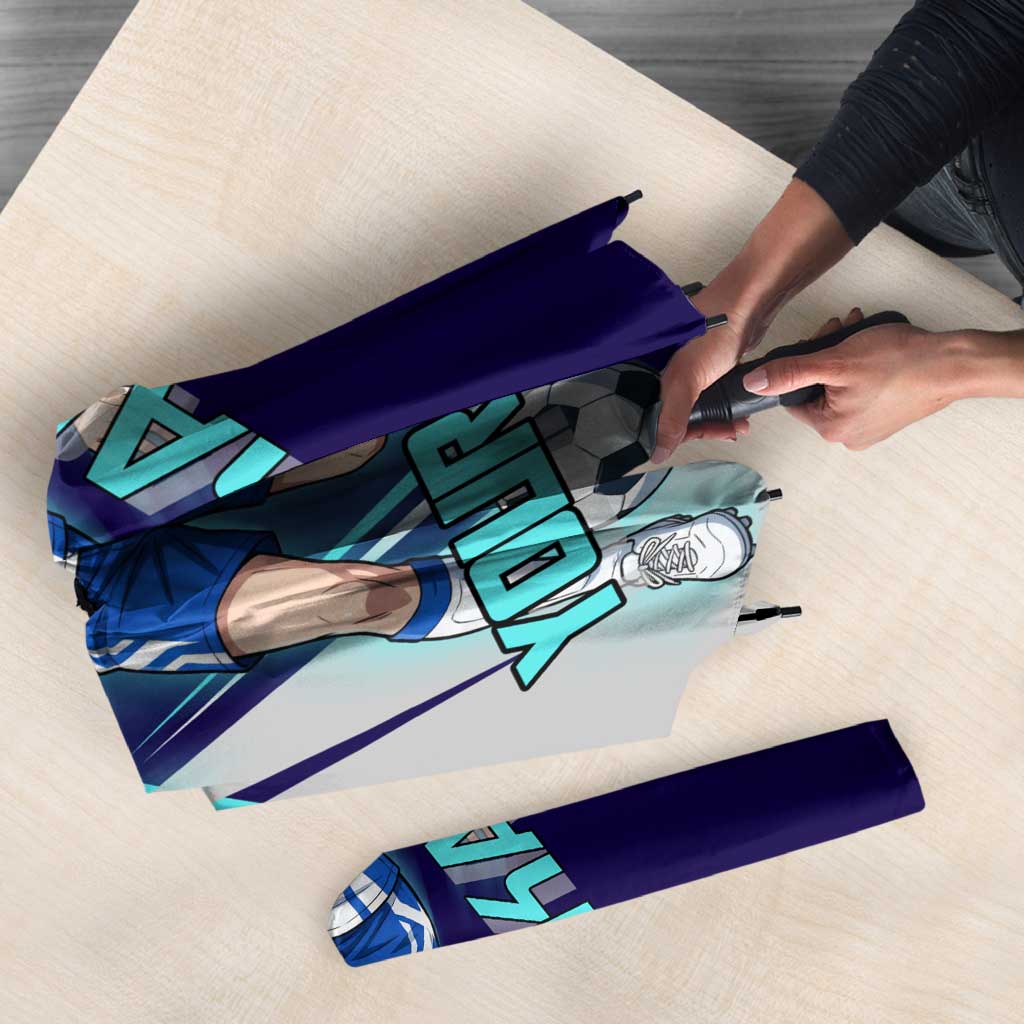 Personalized Miwa Kasumi Jujutsu Kaisen Umbrella with Light Blue Accents and Action Pose