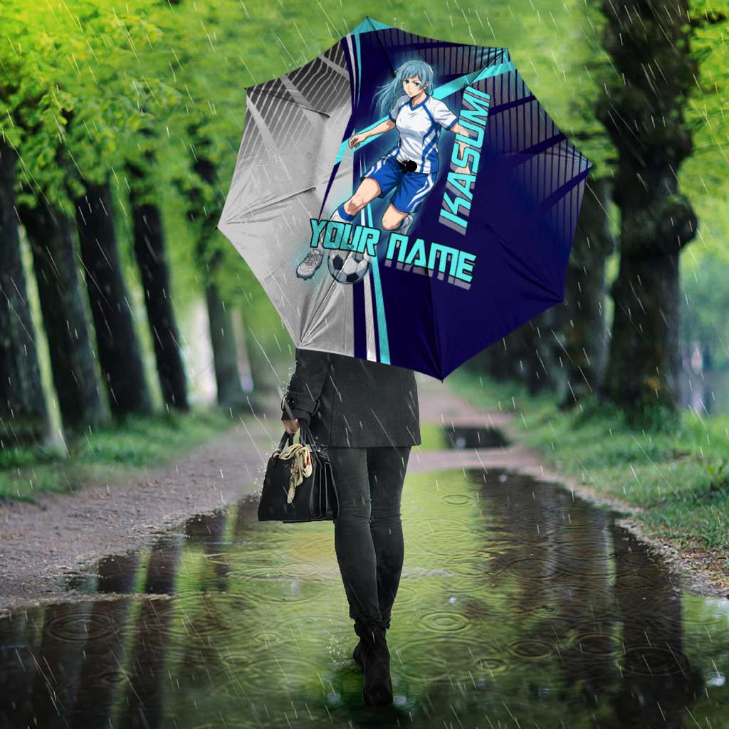 Personalized Miwa Kasumi Jujutsu Kaisen Umbrella with Light Blue Accents and Action Pose