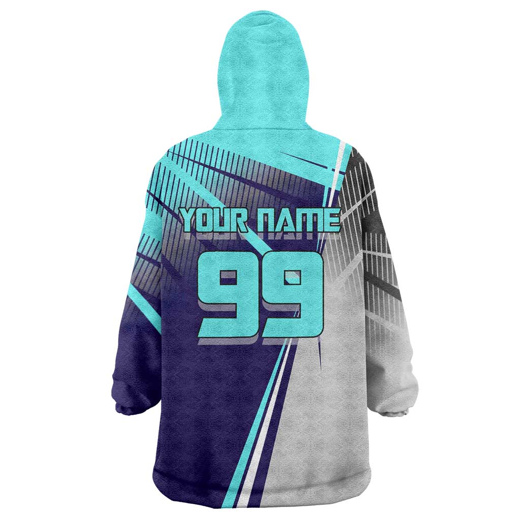 Personalized Miwa Kasumi Jujutsu Kaisen Wearable Blanket Hoodie with Light Blue Accents and Action Pose