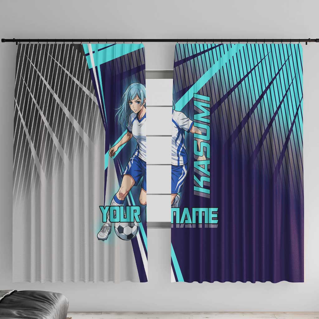 Personalized Miwa Kasumi Jujutsu Kaisen Window Curtain with Light Blue Accents and Action Pose