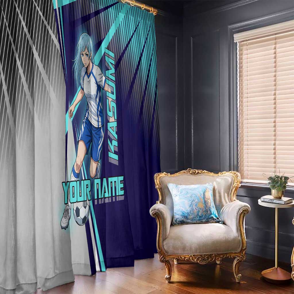 Personalized Miwa Kasumi Jujutsu Kaisen Window Curtain with Light Blue Accents and Action Pose