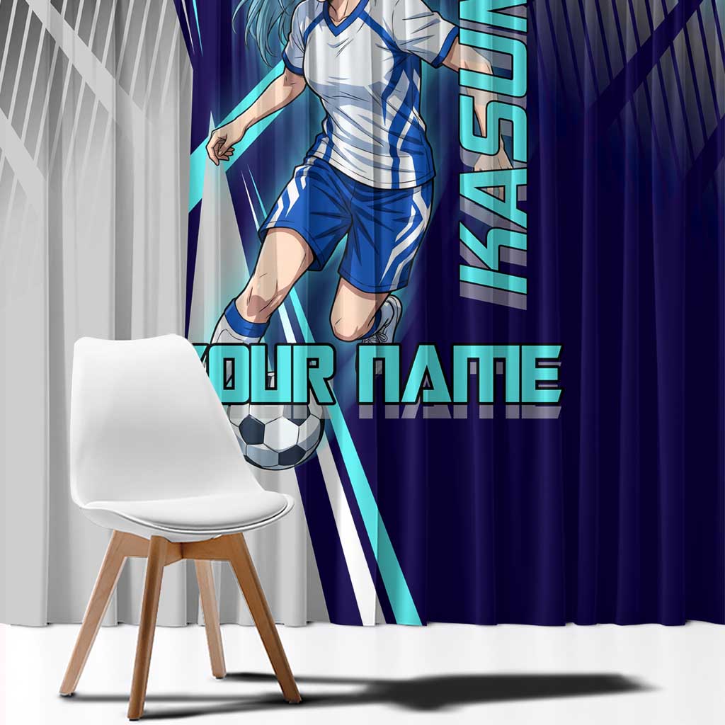 Personalized Miwa Kasumi Jujutsu Kaisen Window Curtain with Light Blue Accents and Action Pose