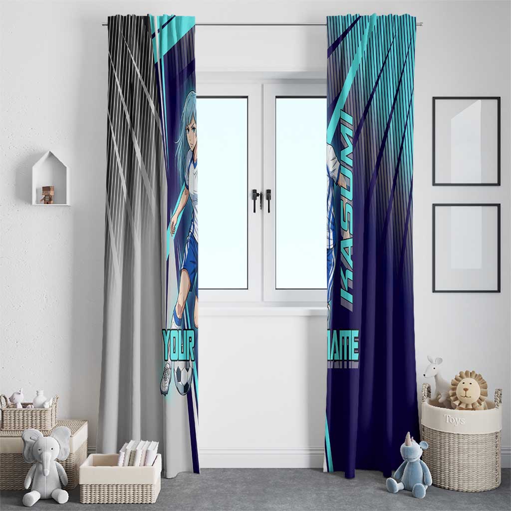 Personalized Miwa Kasumi Jujutsu Kaisen Window Curtain with Light Blue Accents and Action Pose