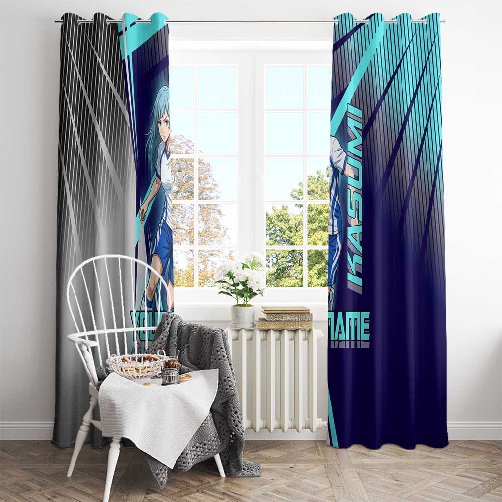 Personalized Miwa Kasumi Jujutsu Kaisen Window Curtain with Light Blue Accents and Action Pose
