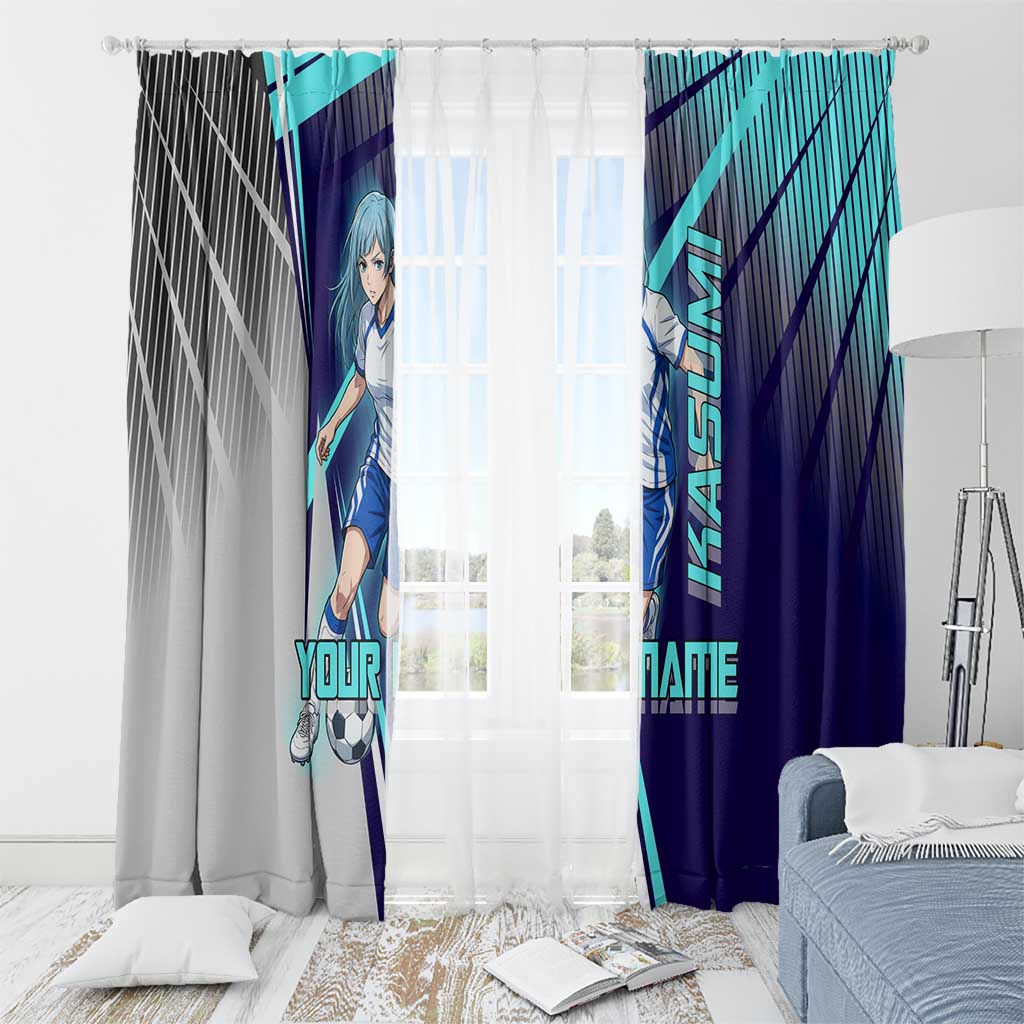 Personalized Miwa Kasumi Jujutsu Kaisen Window Curtain with Light Blue Accents and Action Pose