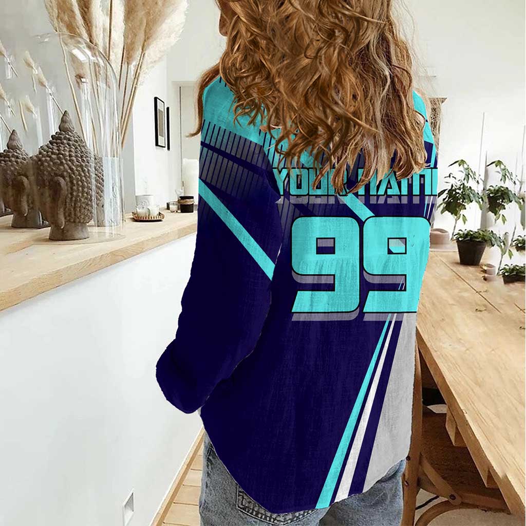 Personalized Miwa Kasumi Jujutsu Kaisen Women Casual Shirt with Light Blue Accents and Action Pose