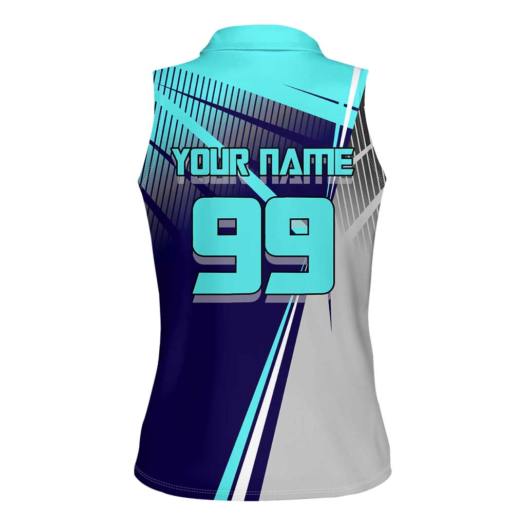 Personalized Miwa Kasumi Jujutsu Kaisen Women Sleeveless Polo Shirt with Light Blue Accents and Action Pose