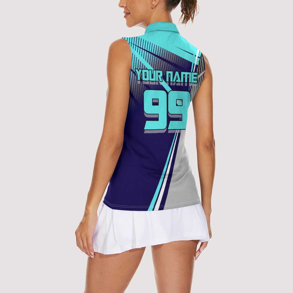 Personalized Miwa Kasumi Jujutsu Kaisen Women Sleeveless Polo Shirt with Light Blue Accents and Action Pose