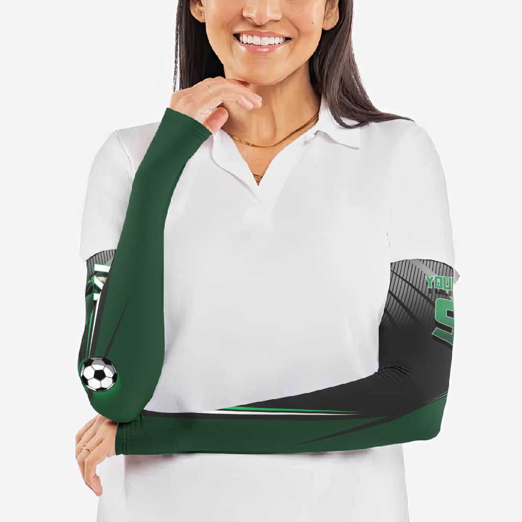 Personalized Maki Zenin Jujutsu Kaisen Arm Sleeves Anime Soccer Design, Green Monochrome Action Pose