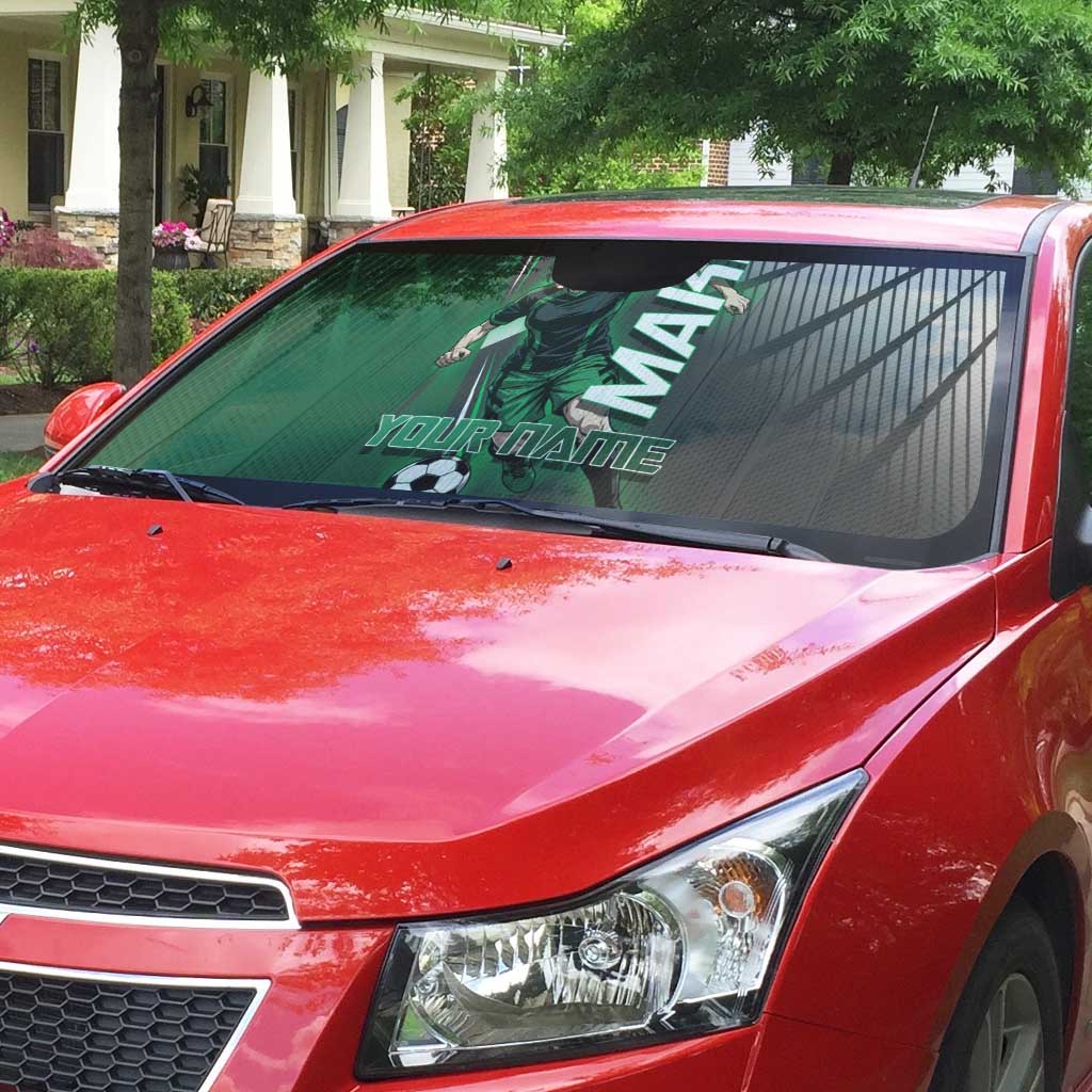 Personalized Maki Zenin Jujutsu Kaisen Auto Sun Shade Anime Soccer Design, Green Monochrome Action Pose