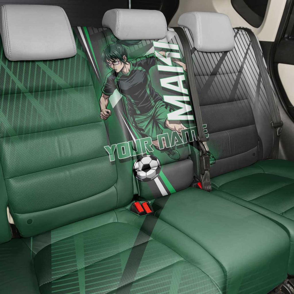 Personalized Maki Zenin Jujutsu Kaisen Back Car Seat Cover Anime Soccer Design, Green Monochrome Action Pose