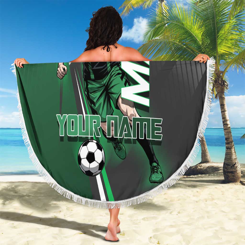 Personalized Maki Zenin Jujutsu Kaisen Beach Blanket Anime Soccer Design, Green Monochrome Action Pose