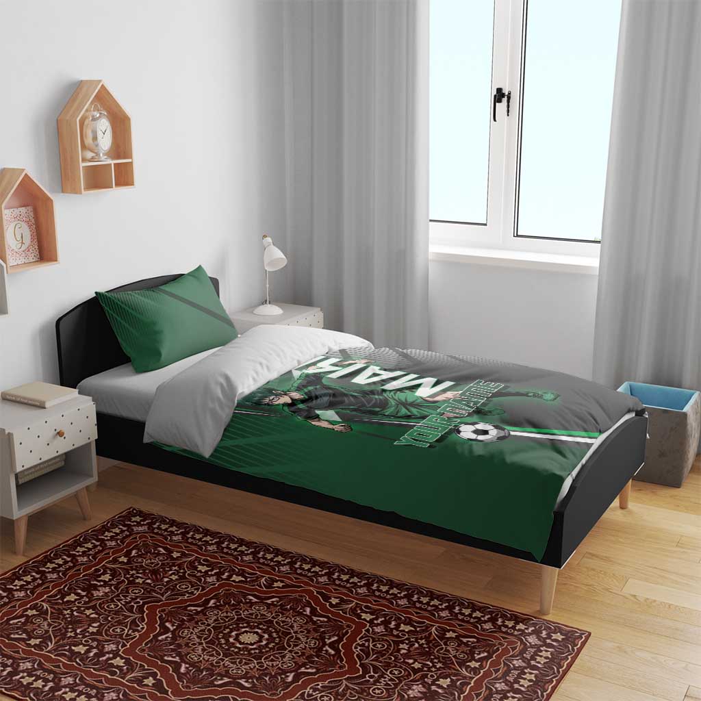Personalized Maki Zenin Jujutsu Kaisen Bedding Set Anime Soccer Design, Green Monochrome Action Pose