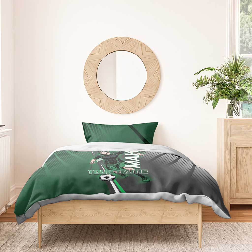 Personalized Maki Zenin Jujutsu Kaisen Bedding Set Anime Soccer Design, Green Monochrome Action Pose
