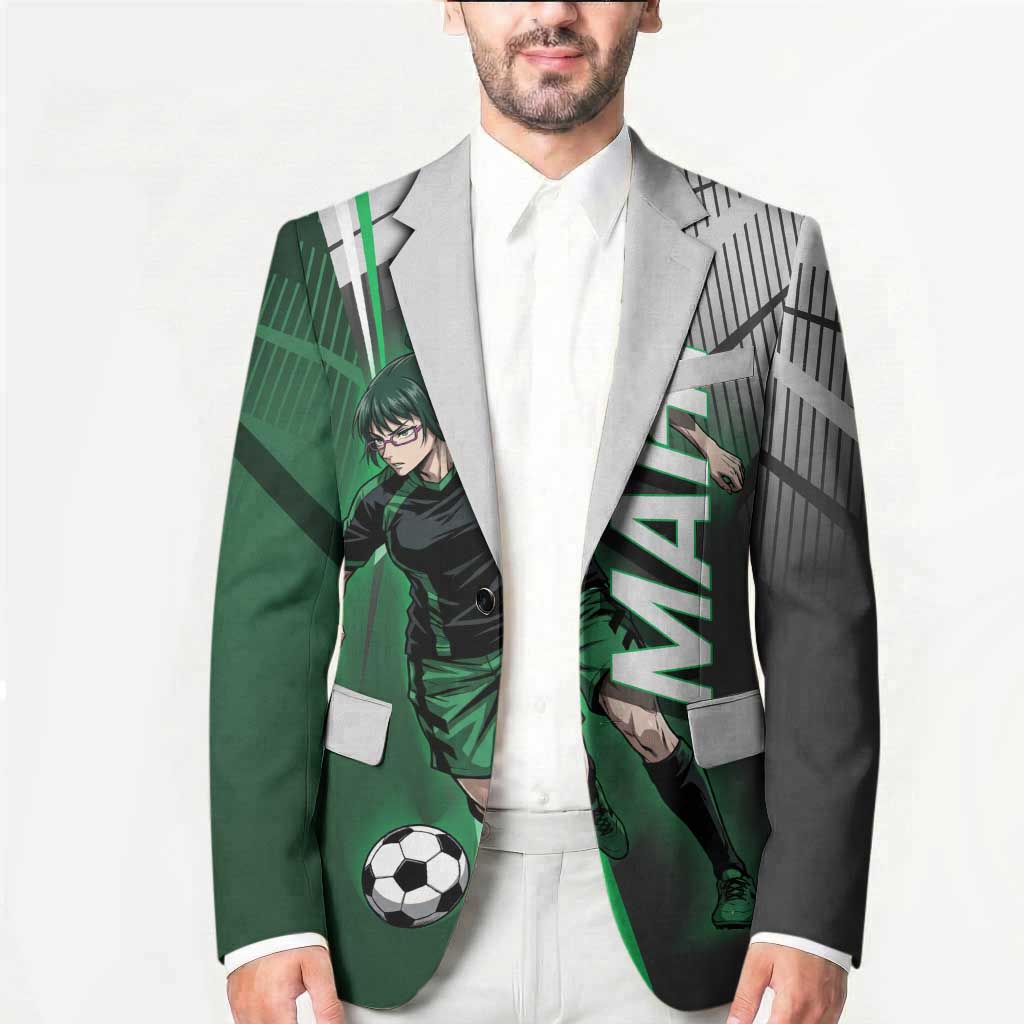 Personalized Maki Zenin Jujutsu Kaisen Blazer Anime Soccer Design, Green Monochrome Action Pose