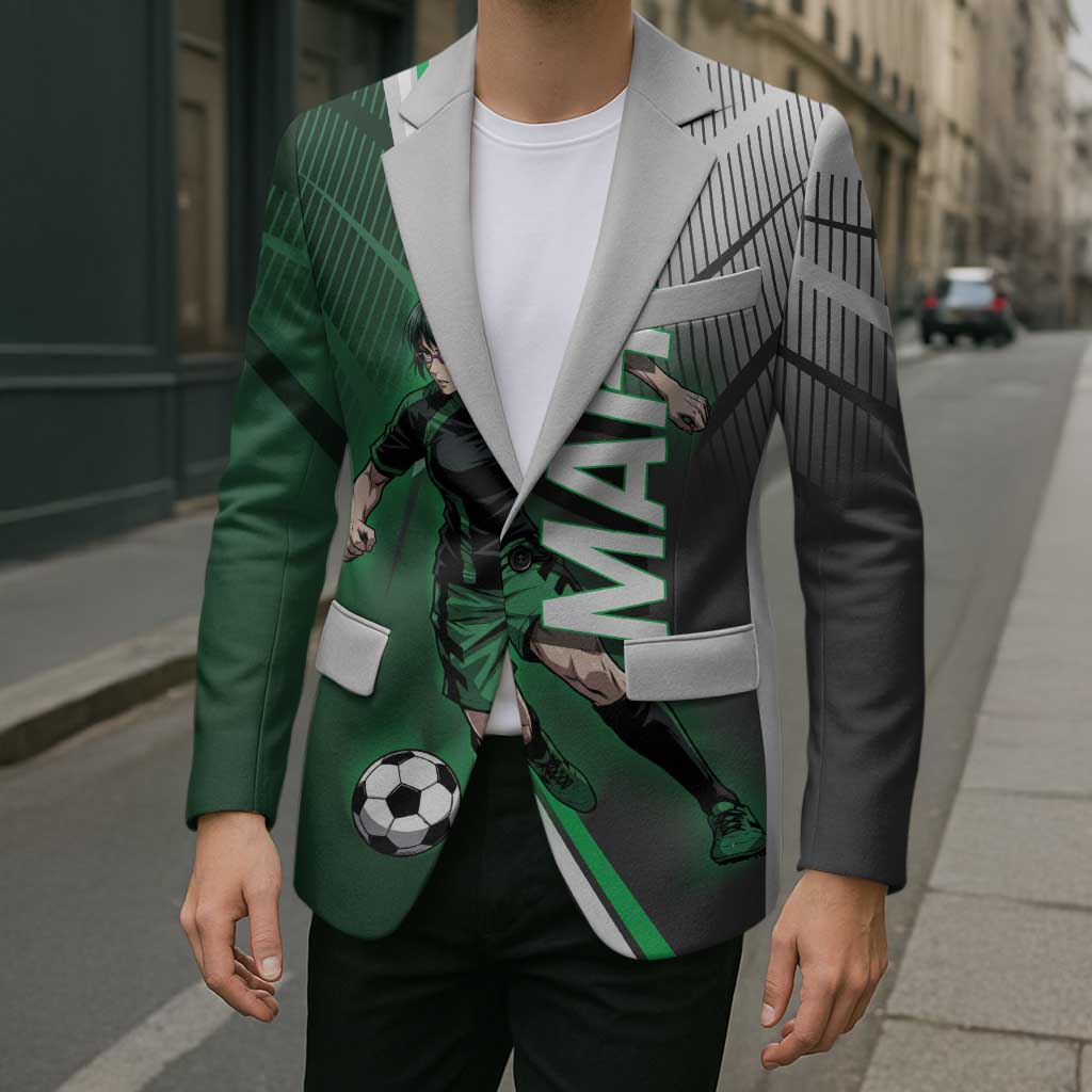 Personalized Maki Zenin Jujutsu Kaisen Blazer Anime Soccer Design, Green Monochrome Action Pose