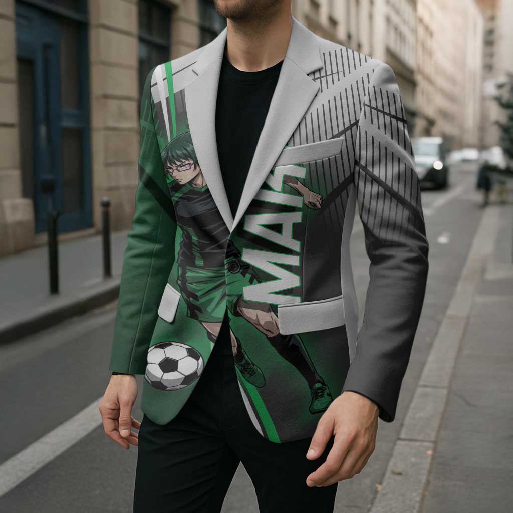 Personalized Maki Zenin Jujutsu Kaisen Blazer Anime Soccer Design, Green Monochrome Action Pose