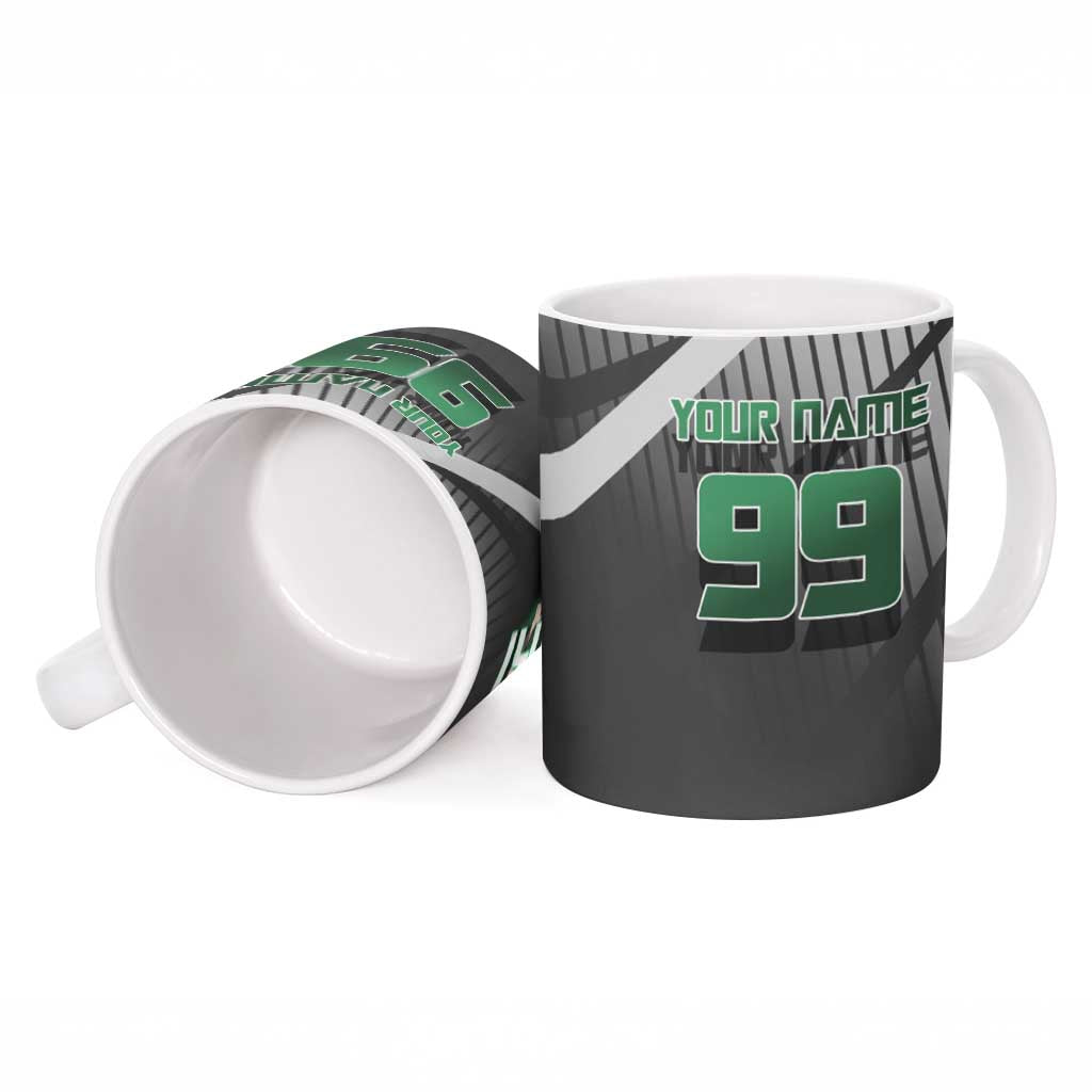 Personalized Maki Zenin Jujutsu Kaisen Ceramic Mug Anime Soccer Design, Green Monochrome Action Pose