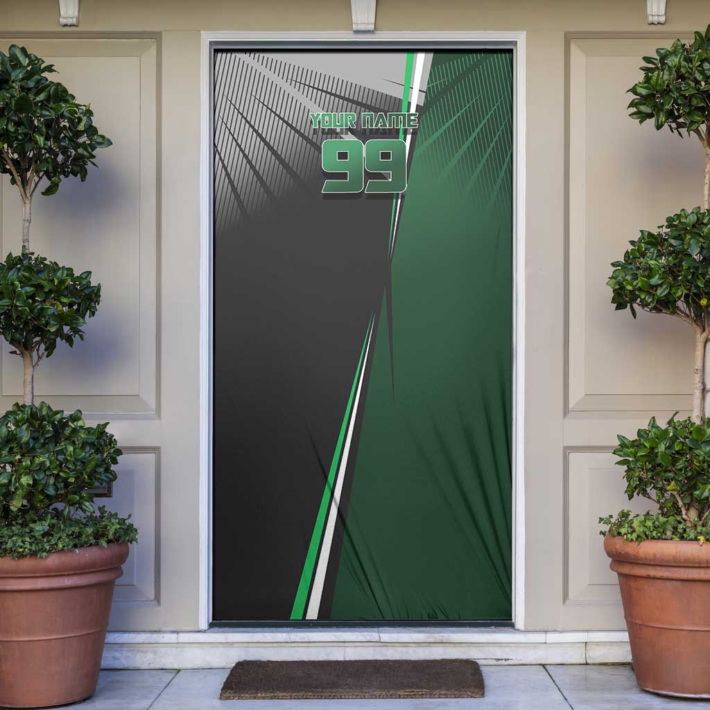 Personalized Maki Zenin Jujutsu Kaisen Door Cover Anime Soccer Design, Green Monochrome Action Pose