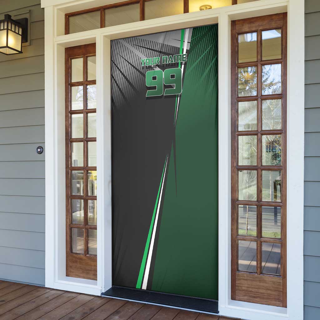 Personalized Maki Zenin Jujutsu Kaisen Door Cover Anime Soccer Design, Green Monochrome Action Pose