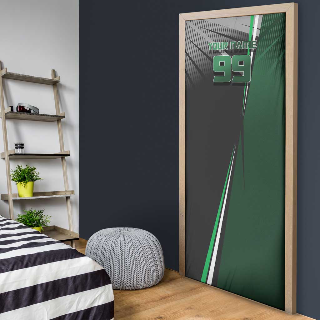 Personalized Maki Zenin Jujutsu Kaisen Door Cover Anime Soccer Design, Green Monochrome Action Pose