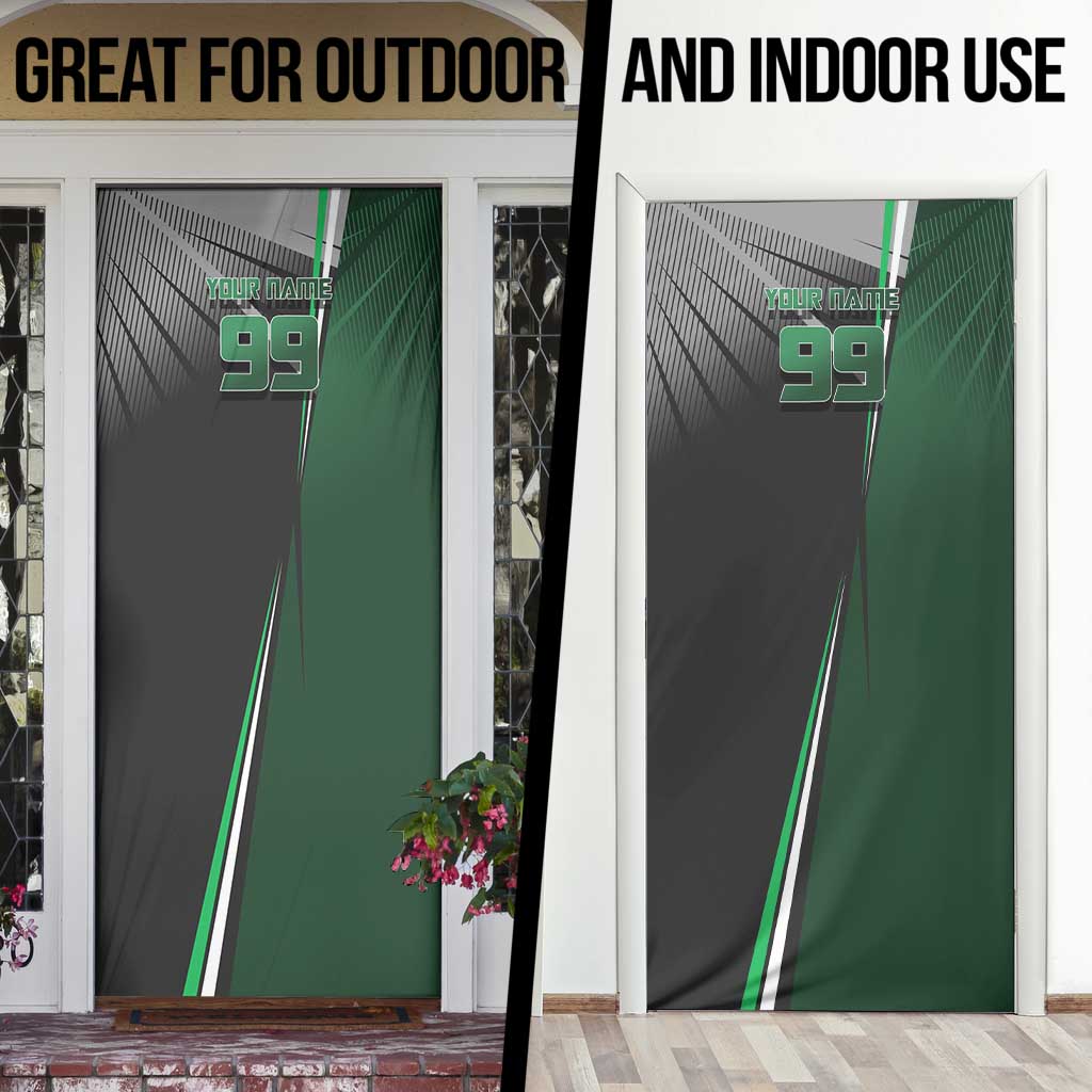 Personalized Maki Zenin Jujutsu Kaisen Door Cover Anime Soccer Design, Green Monochrome Action Pose