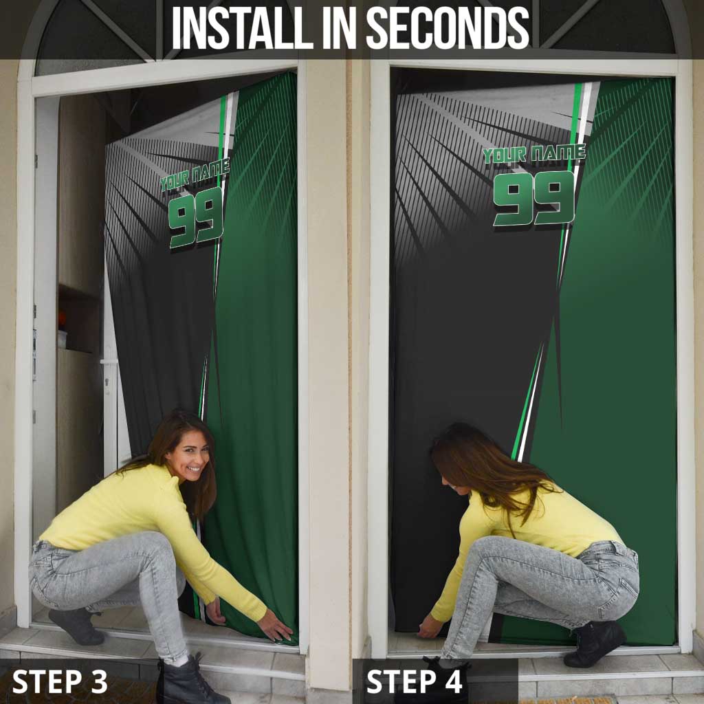 Personalized Maki Zenin Jujutsu Kaisen Door Cover Anime Soccer Design, Green Monochrome Action Pose