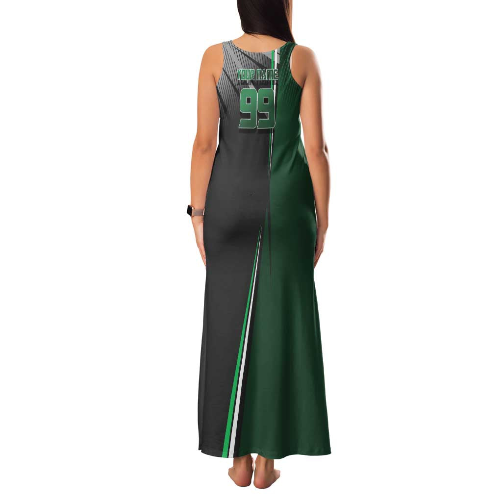 Personalized Maki Zenin Jujutsu Kaisen Family Matching Tank Maxi Dress and Hawaiian Shirt Anime Soccer Design, Green Monochrome Action Pose