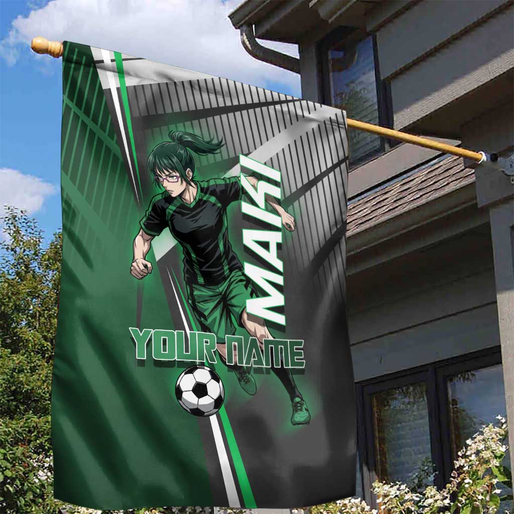 Personalized Maki Zenin Jujutsu Kaisen Garden Flag Anime Soccer Design, Green Monochrome Action Pose