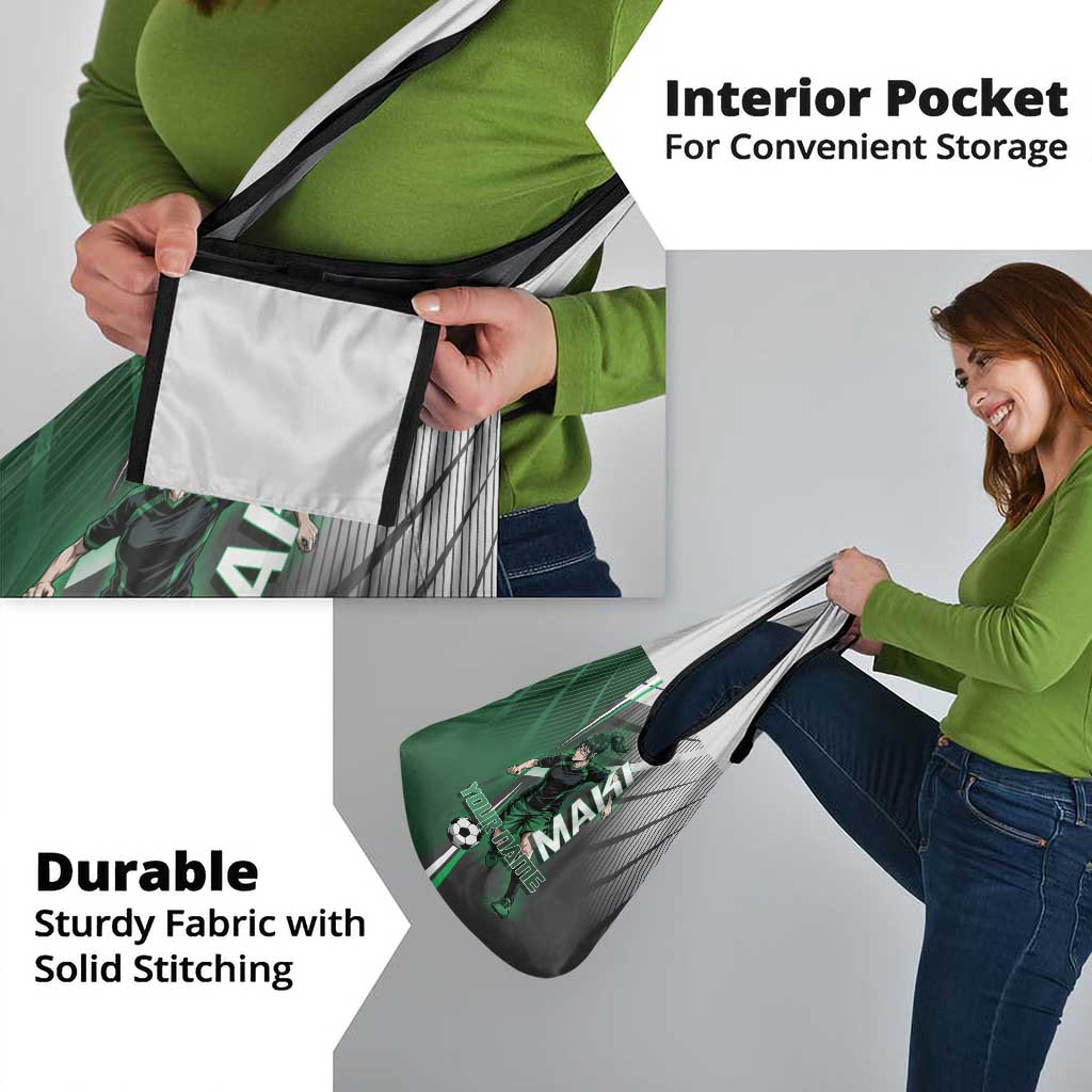 Personalized Maki Zenin Jujutsu Kaisen Grocery Bag Anime Soccer Design, Green Monochrome Action Pose