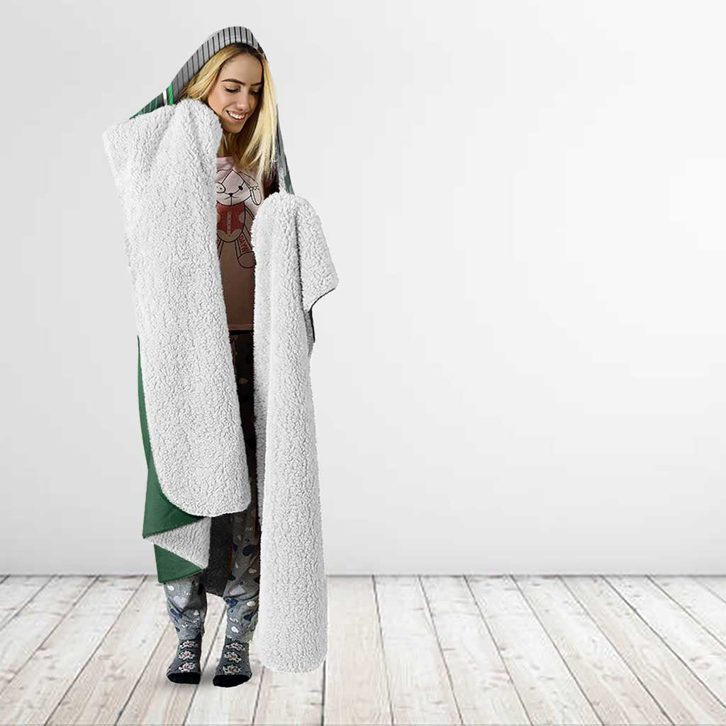 Personalized Maki Zenin Jujutsu Kaisen Hooded Blanket Anime Soccer Design, Green Monochrome Action Pose